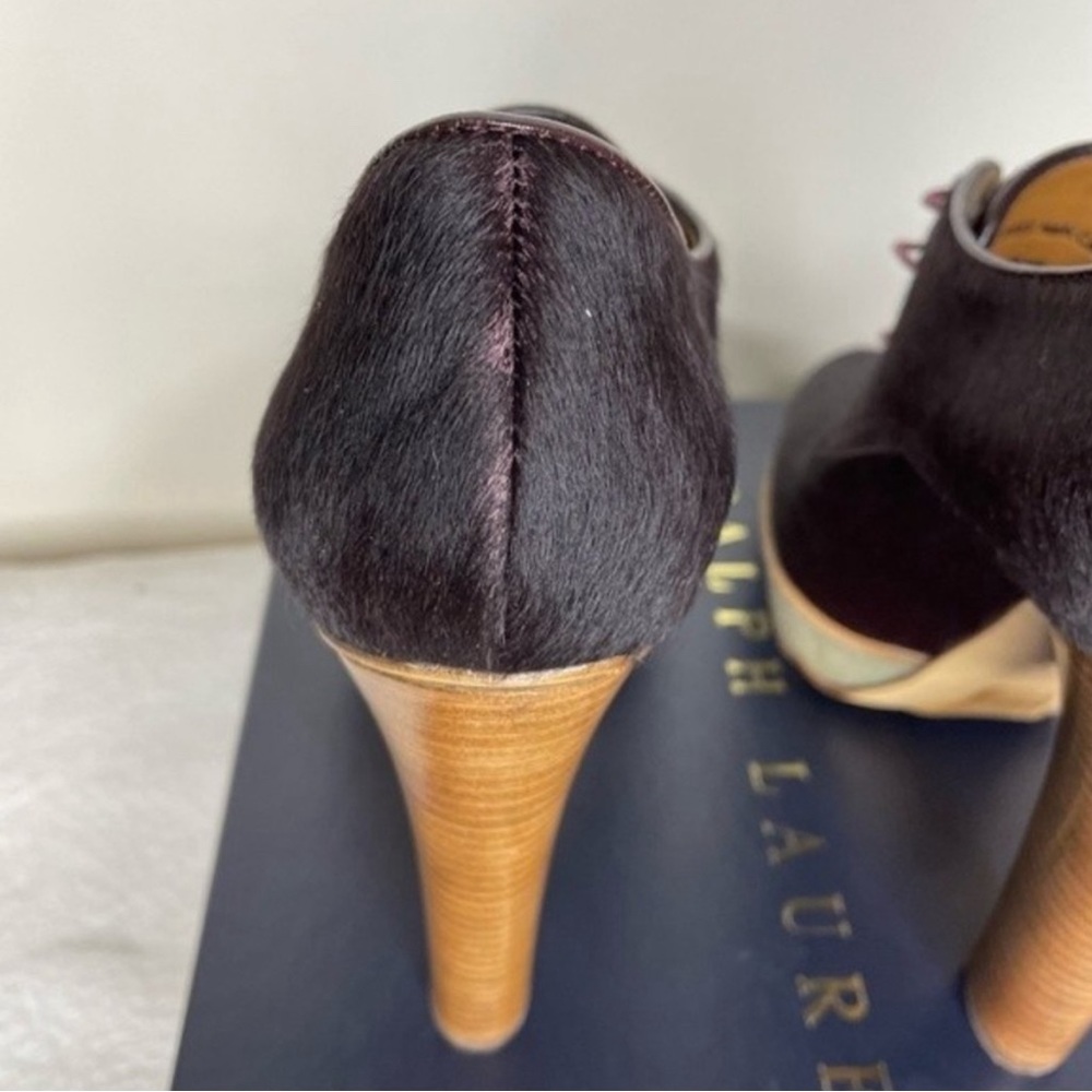 RALPH LAUREN PURPLE ‘Eloise’ Bordeaux Bootie. Purple Calf Hair Heels 🤩. Size 8B - Picture 7 of 14